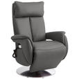 RELAXSESSEL in Leder Grau - Edelstahlfarben/Grau, KONVENTIONELL, Leder/Metall (78/110/81cm) - Cantus