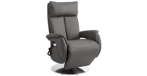 RELAXSESSEL in Leder Grau - Edelstahlfarben/Grau, KONVENTIONELL, Leder/Metall (78/110/81cm) - Cantus