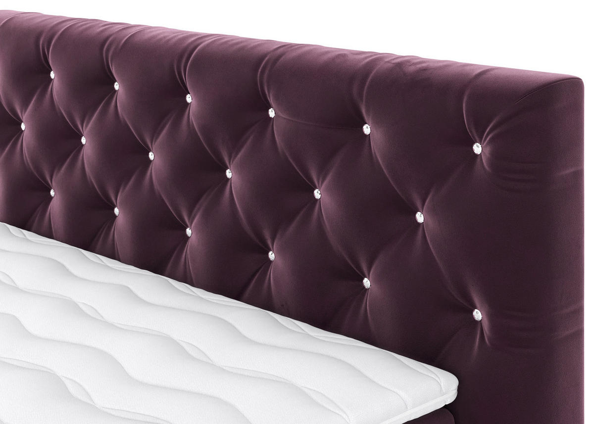 BOXSPRINGBETT 140/200 cm  in Violett  - Violett/Schwarz, Holzwerkstoff/Textil (140/200cm) - MID.YOU