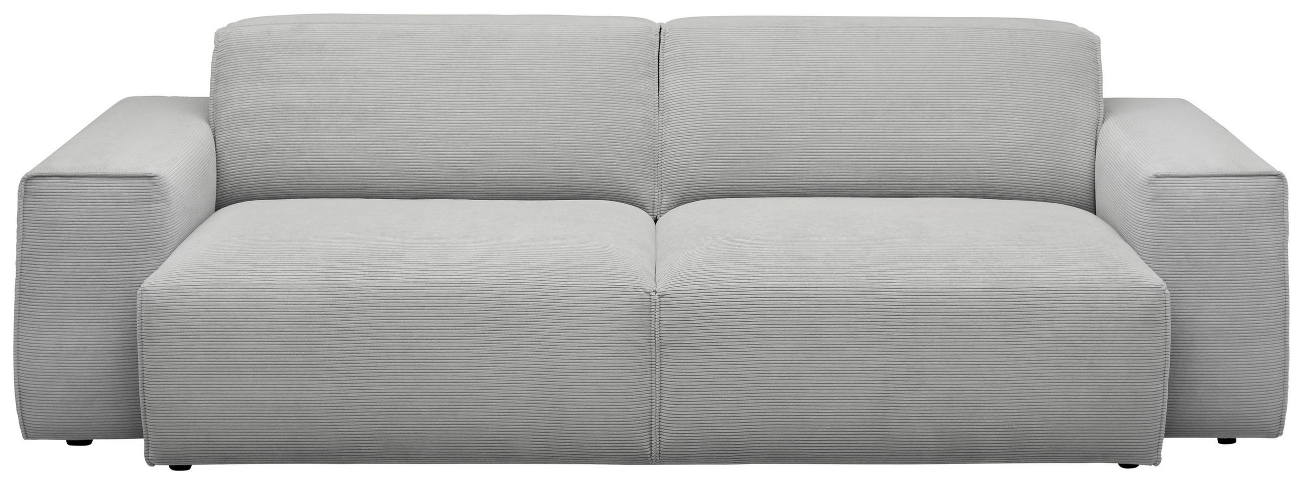 3-SITZER-SOFA Feincord Hellgrau  - Hellgrau/Schwarz, Design, Kunststoff/Textil (236/71/101cm) - Pure Home Lifestyle
