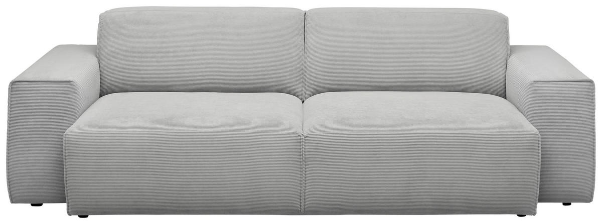 3-SITZER-SOFA in Feincord Hellgrau  - Hellgrau/Schwarz, Design, Kunststoff/Textil (236/71/101cm) - Pure Home Lifestyle