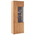 VITRINE  in furniert, massiv Wildeiche Wildeiche - Wildeiche/Anthrazit, Natur, Glas/Holz (75/209/37cm) - Linea Natura