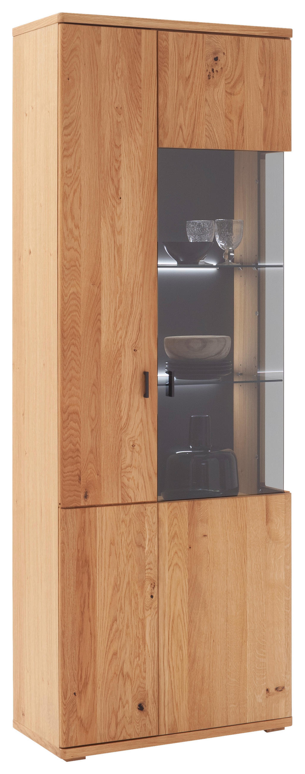 VITRINE Wildeiche  75/209/37 cm  - Wildeiche/Anthrazit, Natur, Glas/Holz (75/209/37cm) - Linea Natura