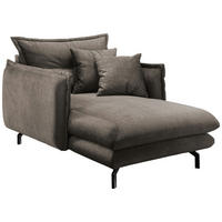 XXL-SESSEL in Velours Braun  - Schwarz/Braun, Modern, Textil/Metall (111/101/167cm) - Livetastic