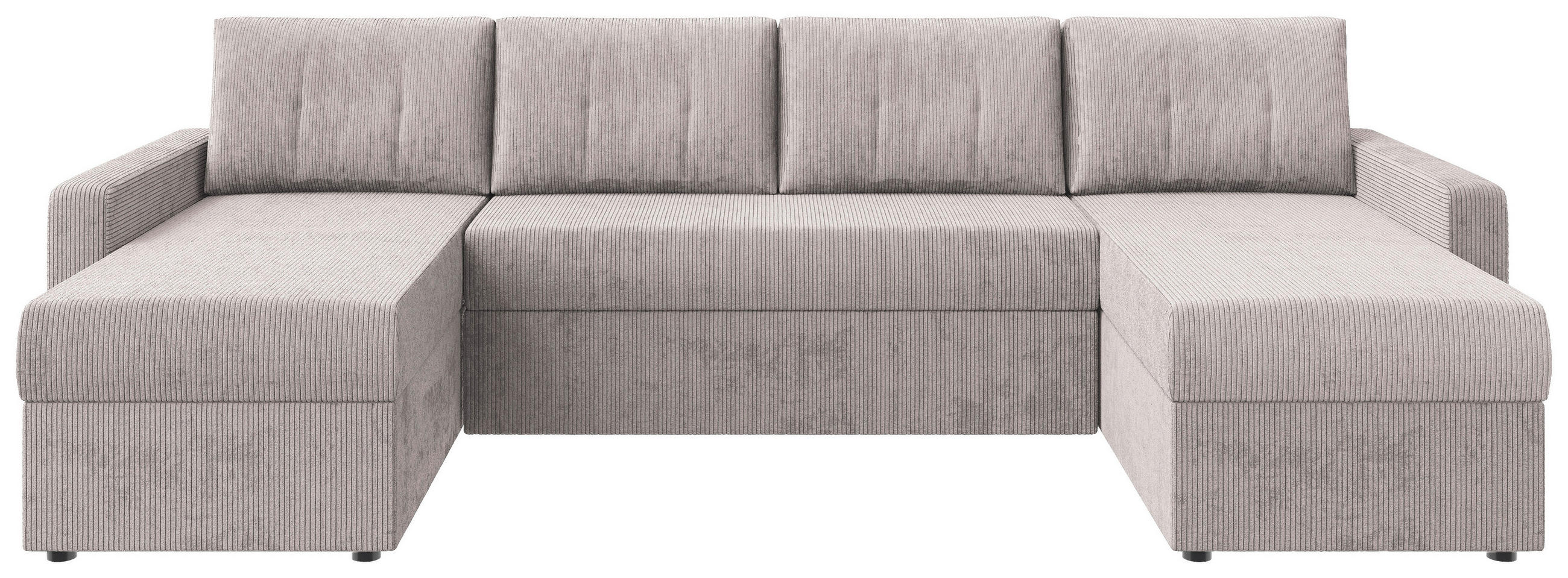 WOHNLANDSCHAFT Naturfarben Cord  - Schwarz/Naturfarben, KONVENTIONELL, Kunststoff/Textil (152/290/152cm) - Ti'me
