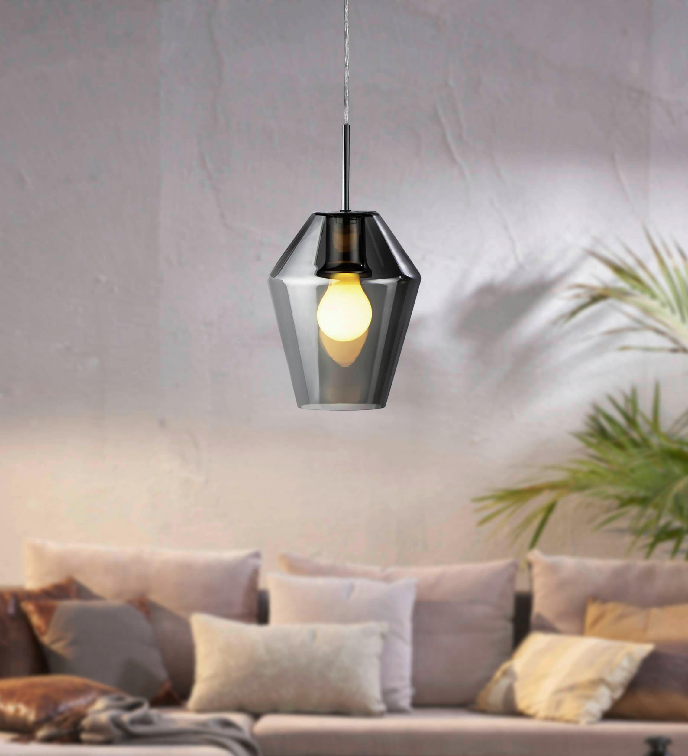 HÄNGLAMPA Murmillo 17/150 cm  - kromfärg/svart, Design, metall/glas (17/150cm) - Eglo
