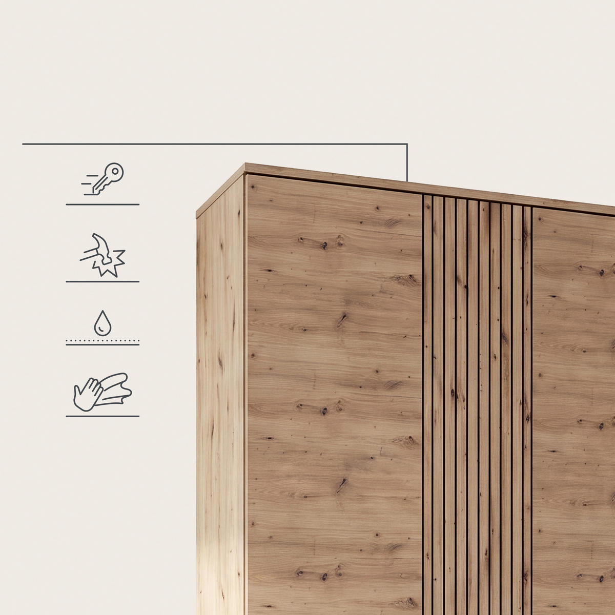 GARDEROBENSCHRANK  in 104/191/37 cm  - Schwarz/Eiche Artisan, Design, Holzwerkstoff/Kunststoff (104/191/37cm) - MID.YOU