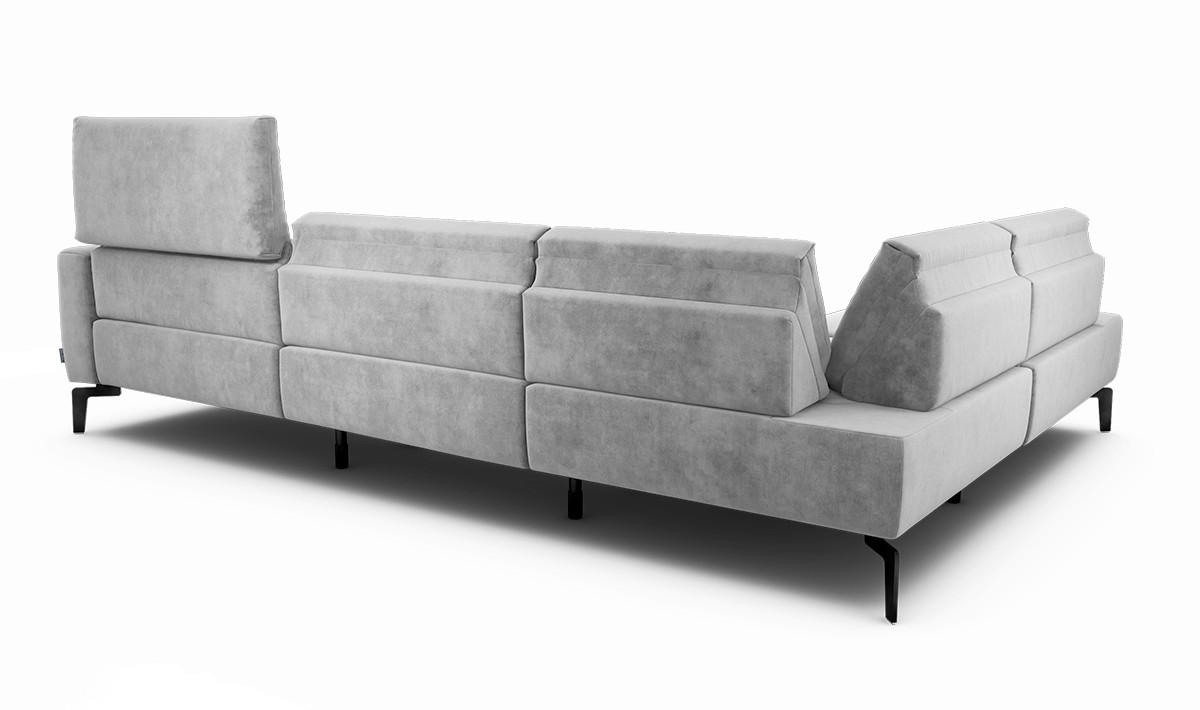 ECKSOFA in Samt Hellgrau  213/296 cm  - Hellgrau/Schwarz, Design, Textil/Metall (213/296cm) - SENSOO