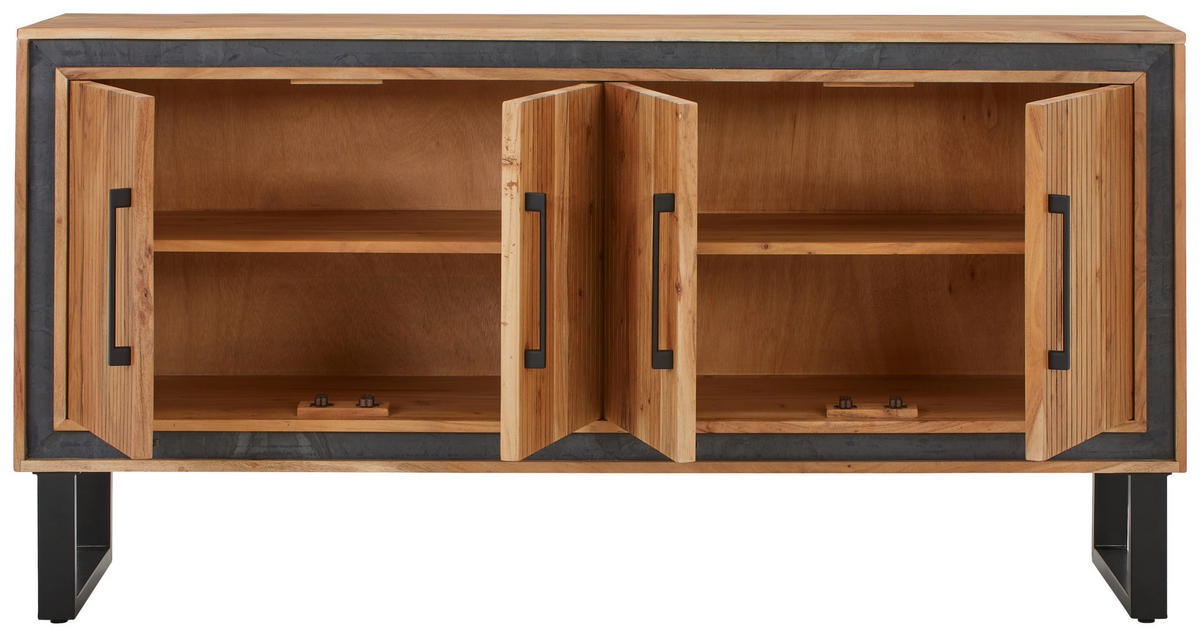 SIDEBOARD 160/80/40 cm  in Schwarz, Akaziefarben  - Schwarz/Akaziefarben, Lifestyle, Holz/Stein (160/80/40cm) - MID.YOU