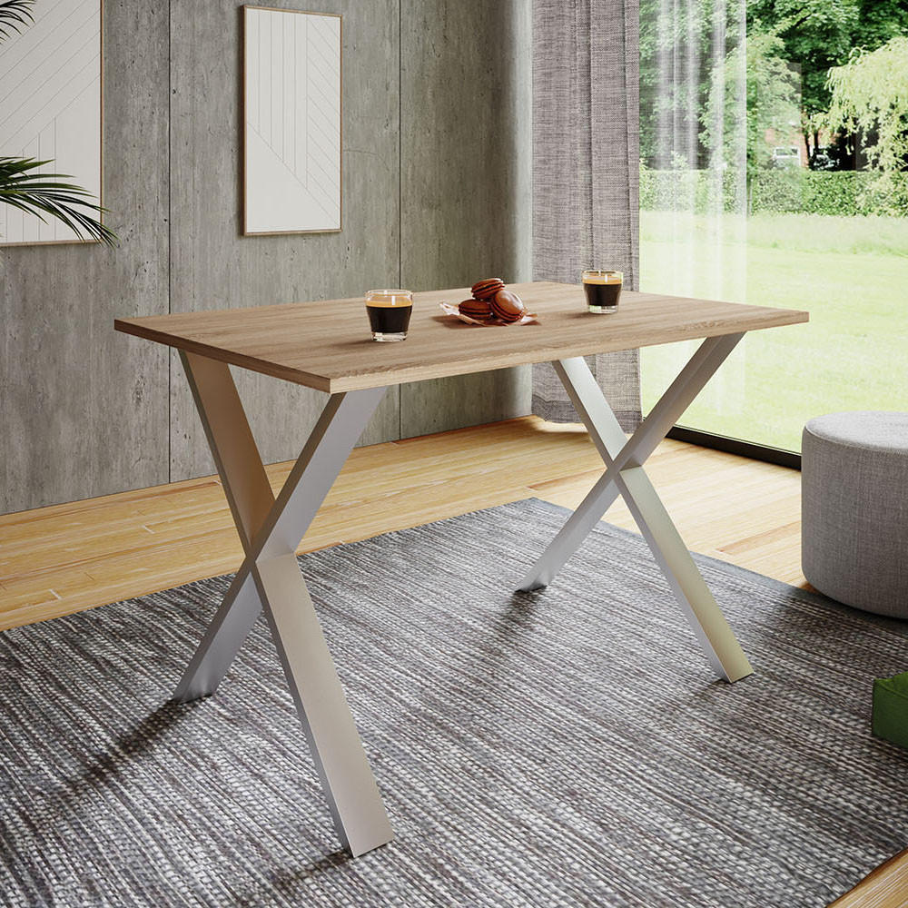 ESSTISCH Silberfarben, Sonoma Eiche  - Silberfarben/Sonoma Eiche, Basics, Holzwerkstoff (80/80/76cm) - MID.YOU