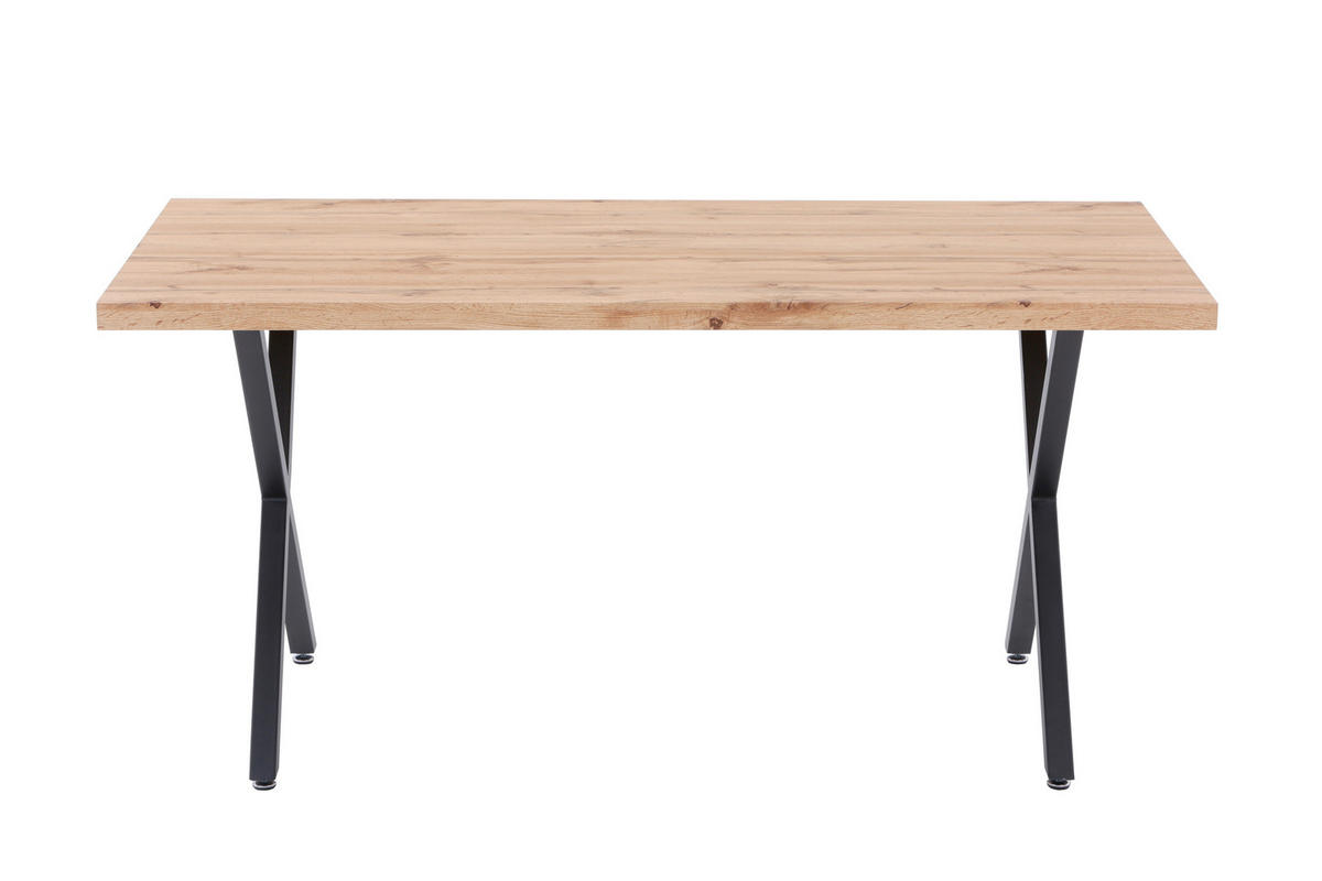 ESSTISCH rechteckig Naturfarben, Schwarz  - Schwarz/Naturfarben, Design, Holzwerkstoff/Metall (160/90/75cm) - Livetastic