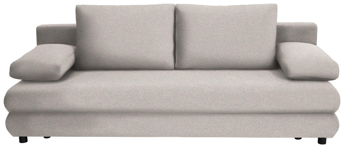 SCHLAFSOFA Webstoff Grau  - Schwarz/Grau, Design, Kunststoff/Textil (197/77/81cm) - home24