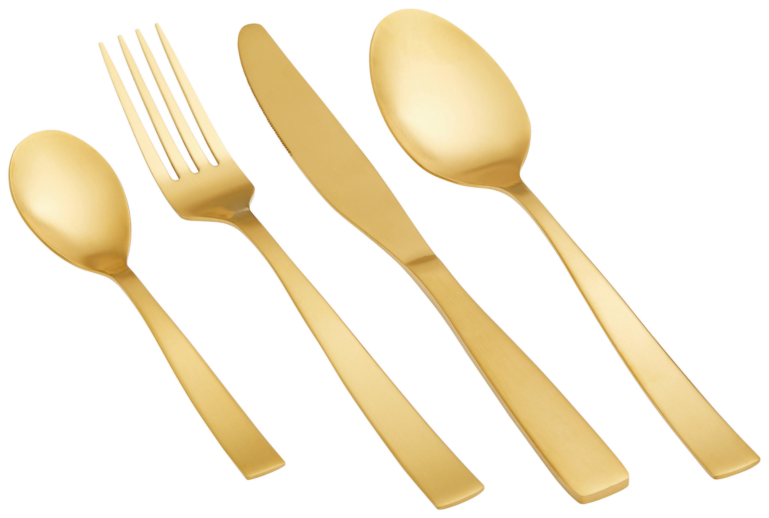 BESTECKSET 16-teilig Edelstahl  - Goldfarben, Basics, Metall (17,5/24/5cm)