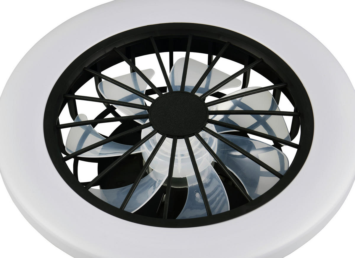 STROPNÝ VENTILÁTOR, 38,5/14 cm  - priehľadné/čierna, Trend, kov/plast (38,5/14cm) - Mican