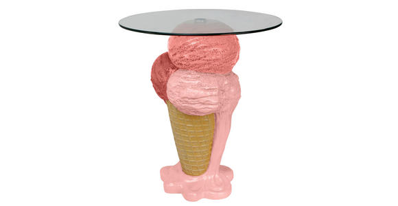 BEISTELLTISCH in Kunststoff, Glas - Pink/Beige, LIFESTYLE, Glas/Kunststoff (48/70,5cm) - Ambia Home