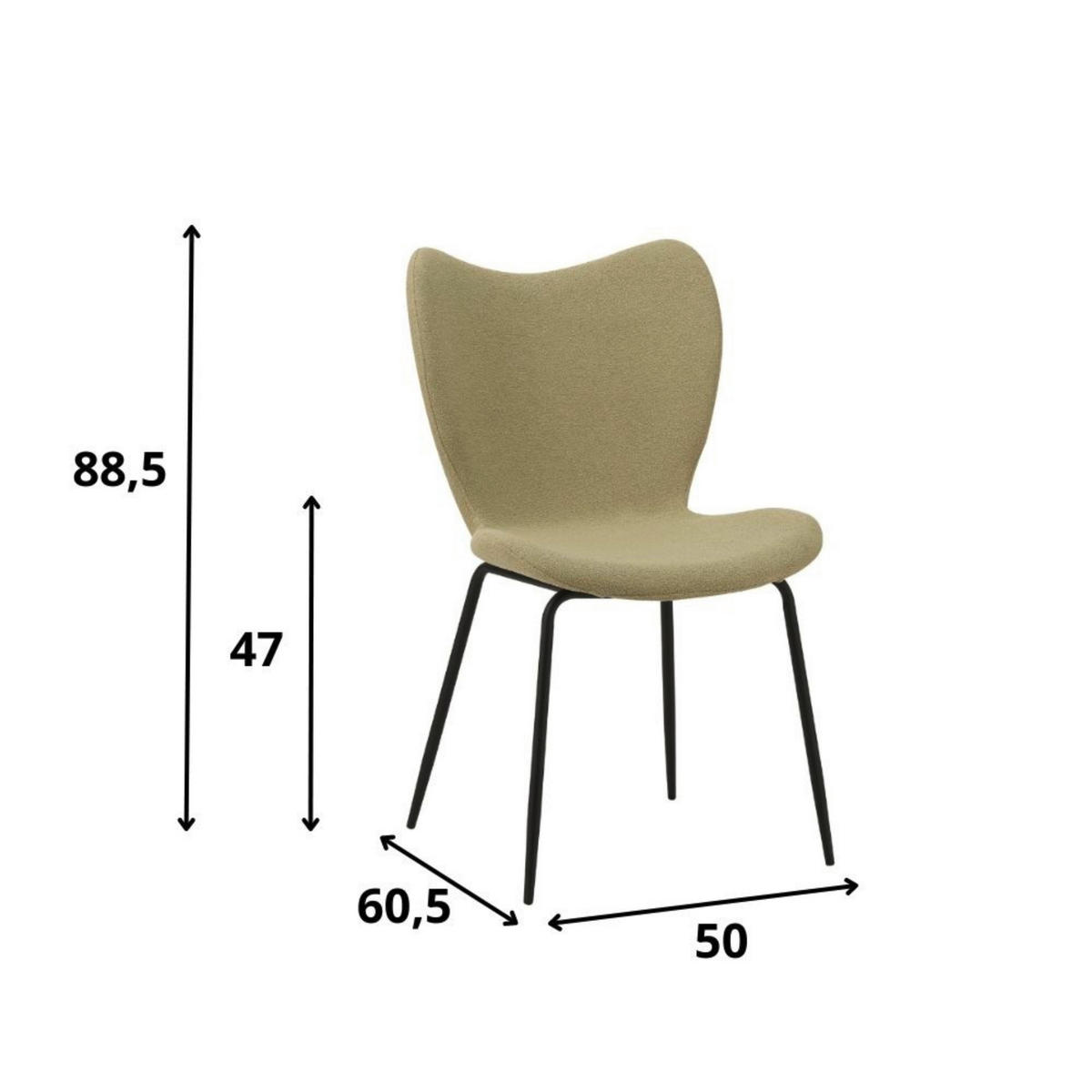 STUHL-SET 2 Stück  in Bouclé  - Schwarz/Grün, MODERN, Textil/Metall (50/88,5/42cm) - MID.YOU