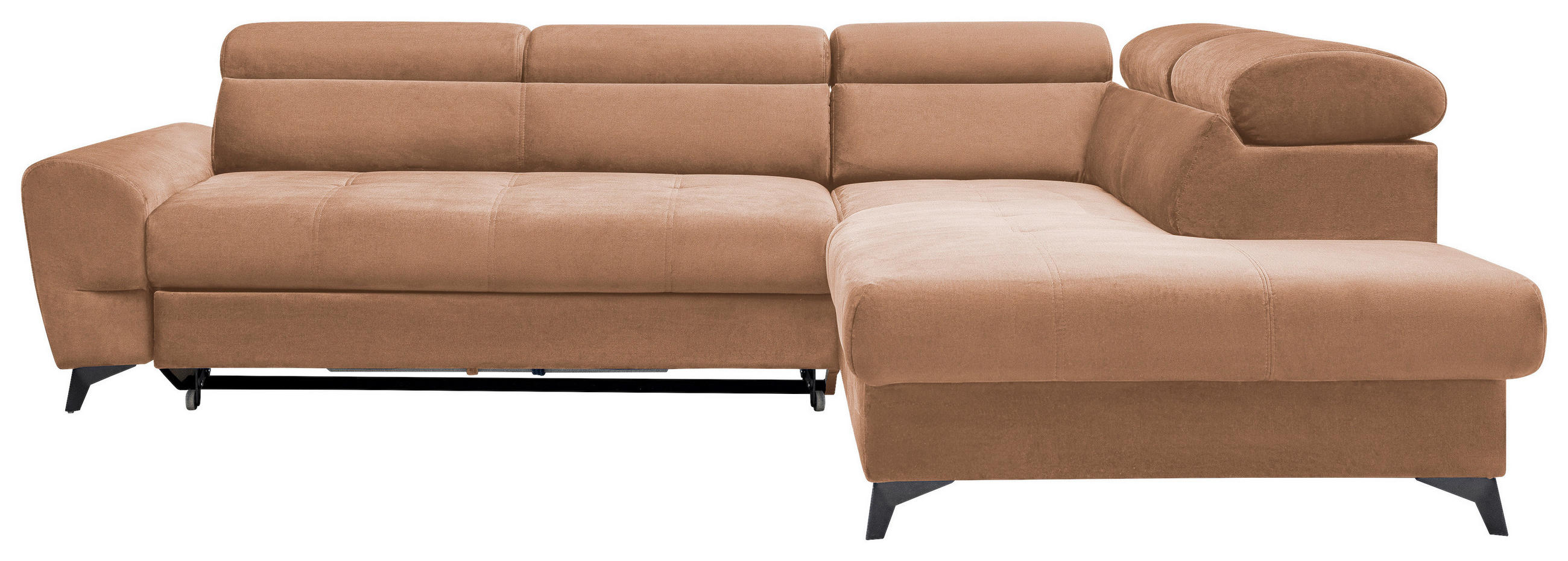ECKSOFA Orange Velours  - Schwarz/Orange, MODERN, Textil/Metall (272/212cm) - MID.YOU
