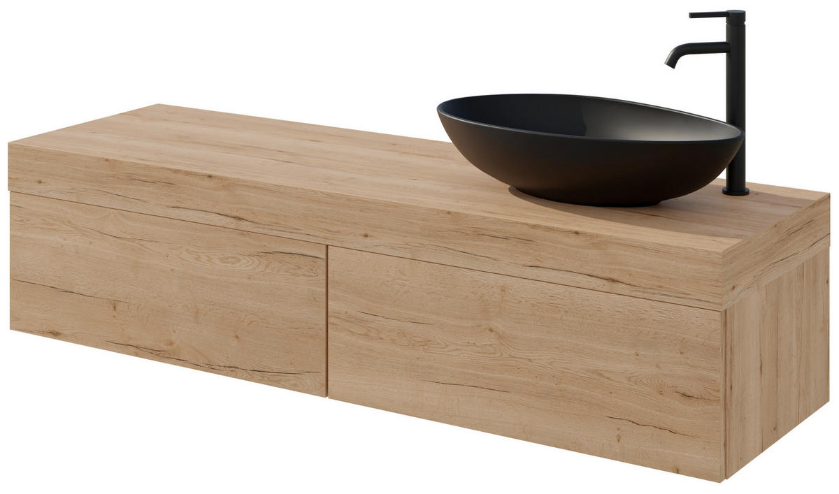 WASCHTISCHKOMBI 160 cm  - Eichefarben/Schwarz, MODERN, Keramik/Holzwerkstoff (160cm) - Celina Home