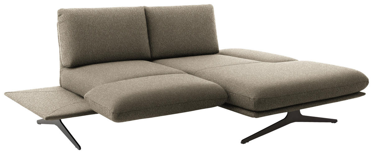 ECKSOFA Flachgewebe Hellbraun  - Hellbraun/Schwarz, Design, Textil/Metall (234/155cm) - Dieter Knoll