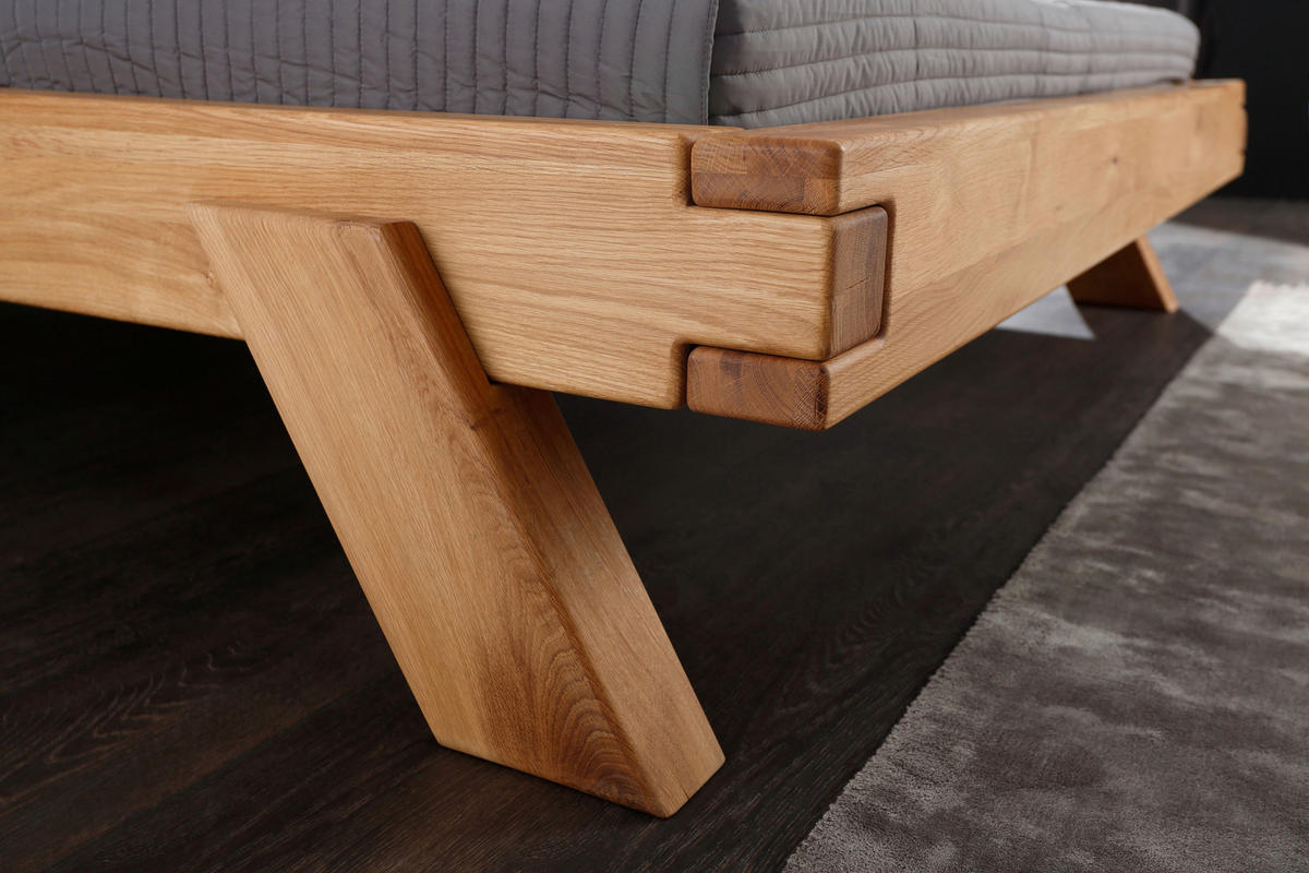 BALKENBETT - Wildeiche, MODERN, Holz (200/200cm) - Livetastic