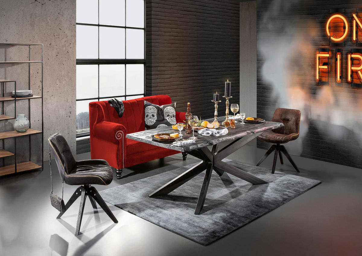 2-SITZER-SOFA Chenille Rot  - Rot/Schwarz, Design, Holz/Textil (168/96/75cm)