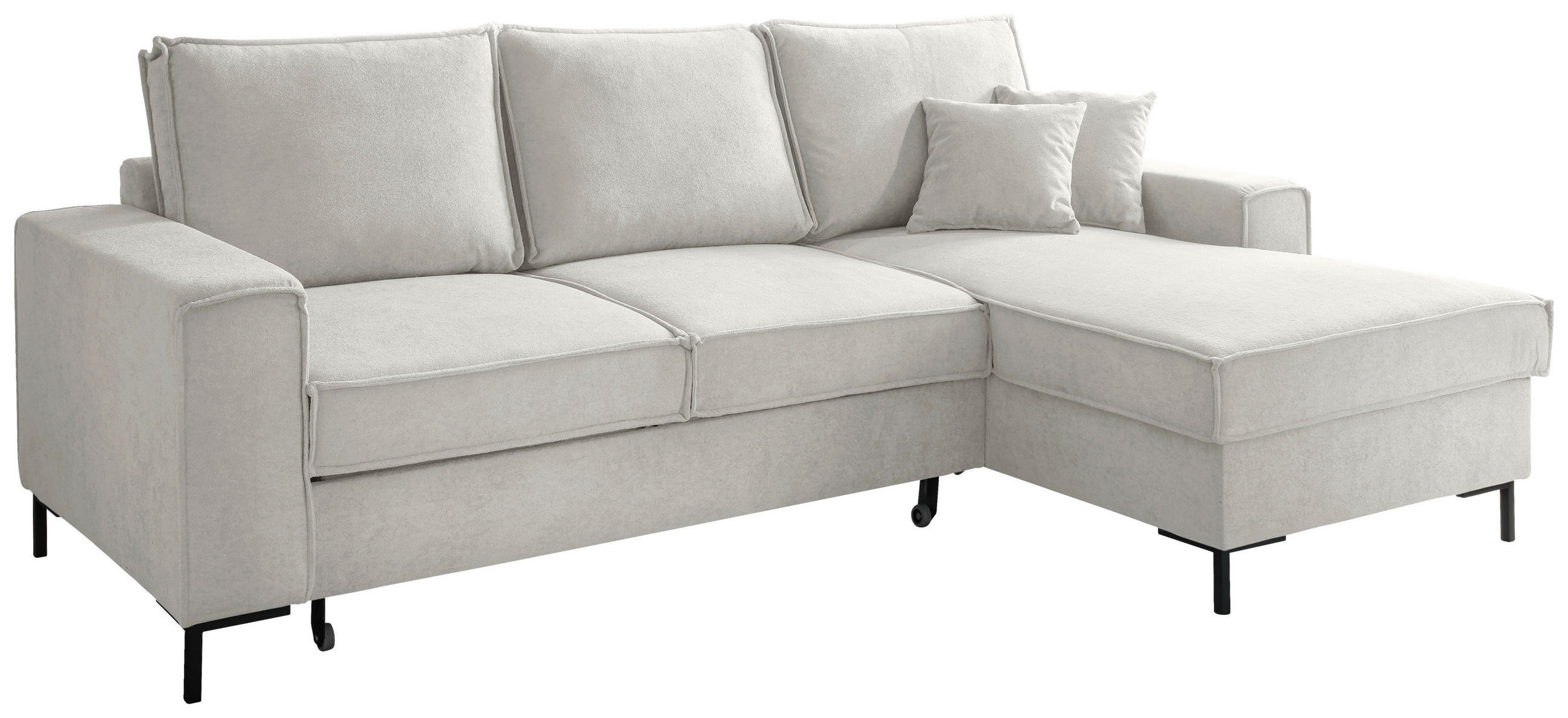 ECKSOFA in Mikrofaser Beige  - Beige/Schwarz, MODERN, Textil/Metall (240/150cm) - Livetastic