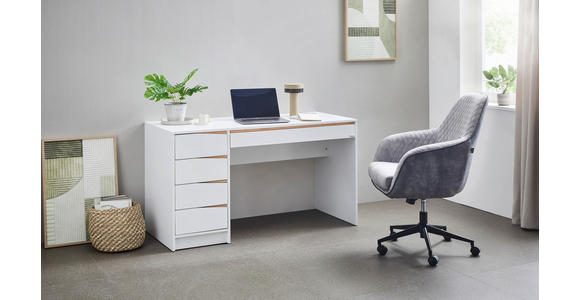 SCHREIBTISCH 140/60/76 cm  in Weiß, Eichefarben  - Eichefarben/Weiß, MODERN, Holzwerkstoff (140/60/76cm) - Venda