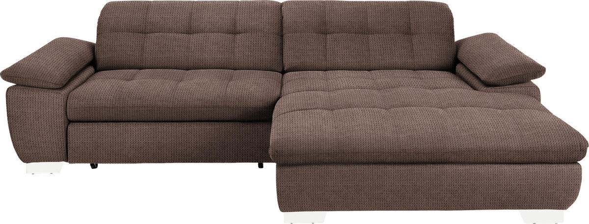 ECKSOFA Mikrofaser Hellbraun  - Chromfarben/Hellbraun, Design, Textil/Metall (265/180cm) - Carryhome