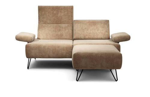 2-SITZER-SOFA in Samt Sandfarben  - Sandfarben/Schwarz, Design, Textil/Metall (164-194/85/86-94cm) - SENSOO