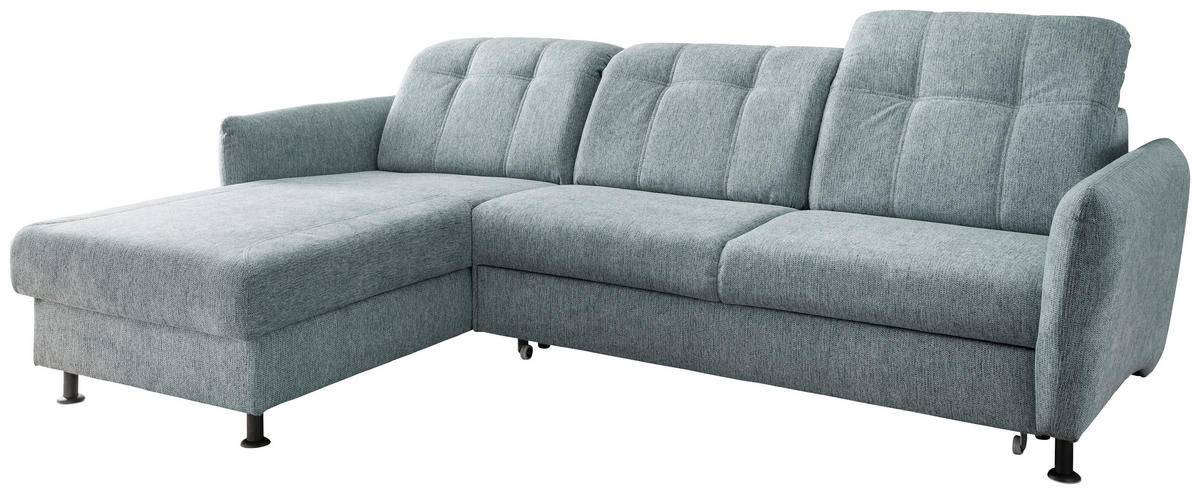 ECKSOFA in Chenille Mintgrün  - Schwarz/Mintgrün, Modern, Textil/Metall (184/267cm) - Livetastic
