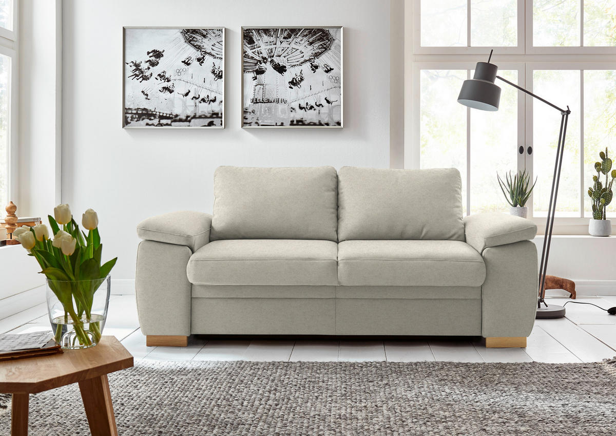 SCHLAFSOFA  in Chenille Naturfarben  - Naturfarben, KONVENTIONELL, Holz/Textil (166/90/100cm) - Beldomo Style