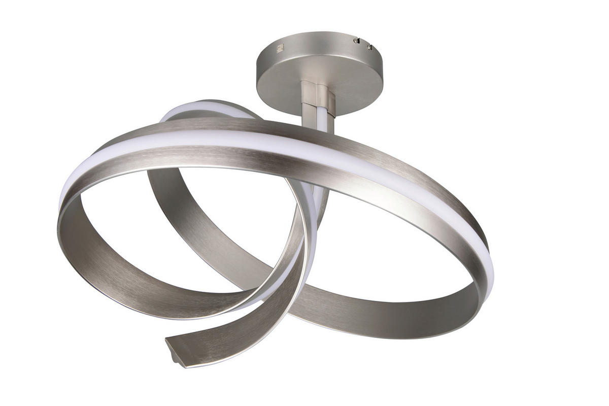 LED-DECKENLEUCHTE 70/55 cm    - Weiß/Nickelfarben, Design, Kunststoff/Metall (70/55cm) - Cinque