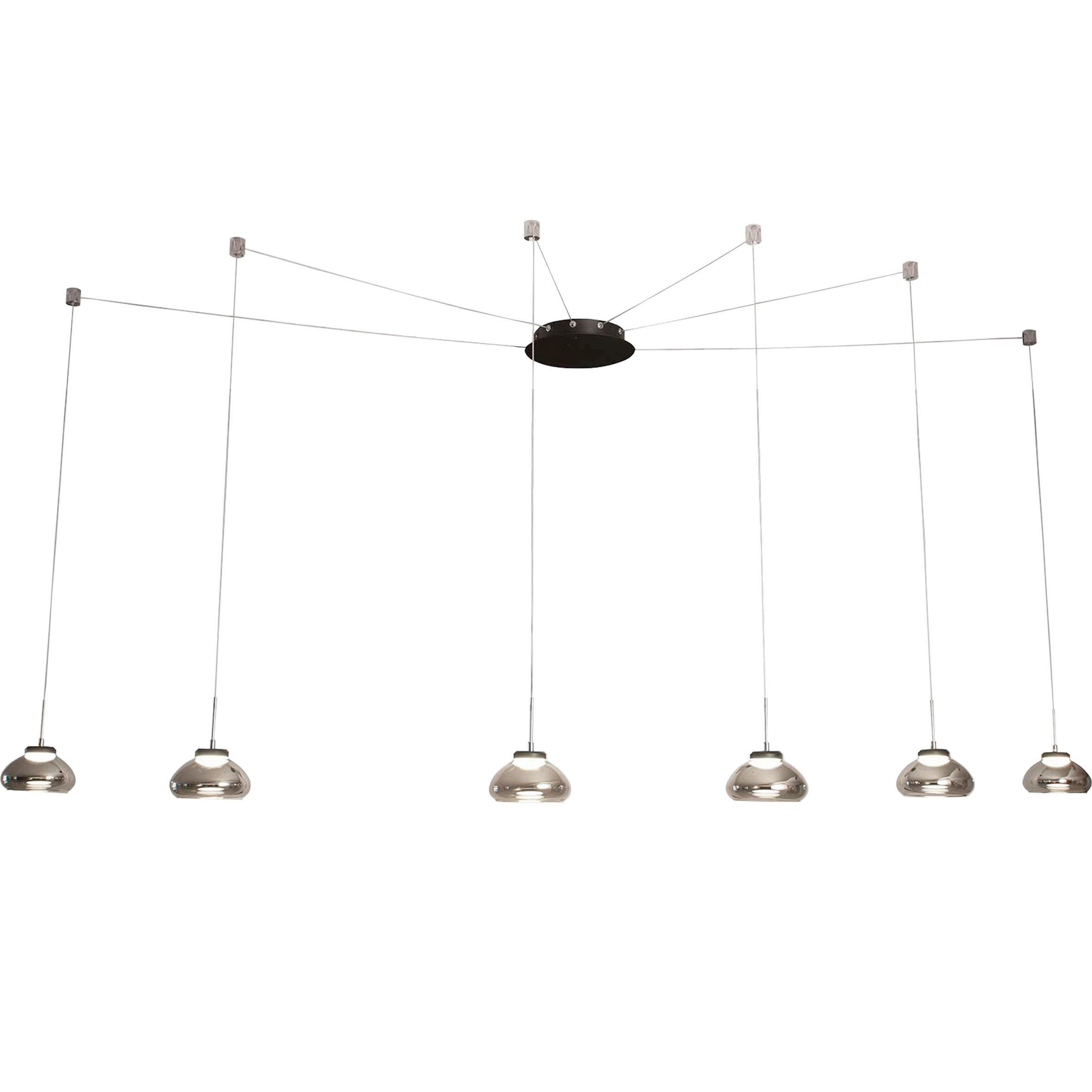 LED-PENDELLEUCHTE Arabella 65/350 cm   - Schwarz/Grau, Design, Glas/Metall (65/350cm) - Fabas Luce