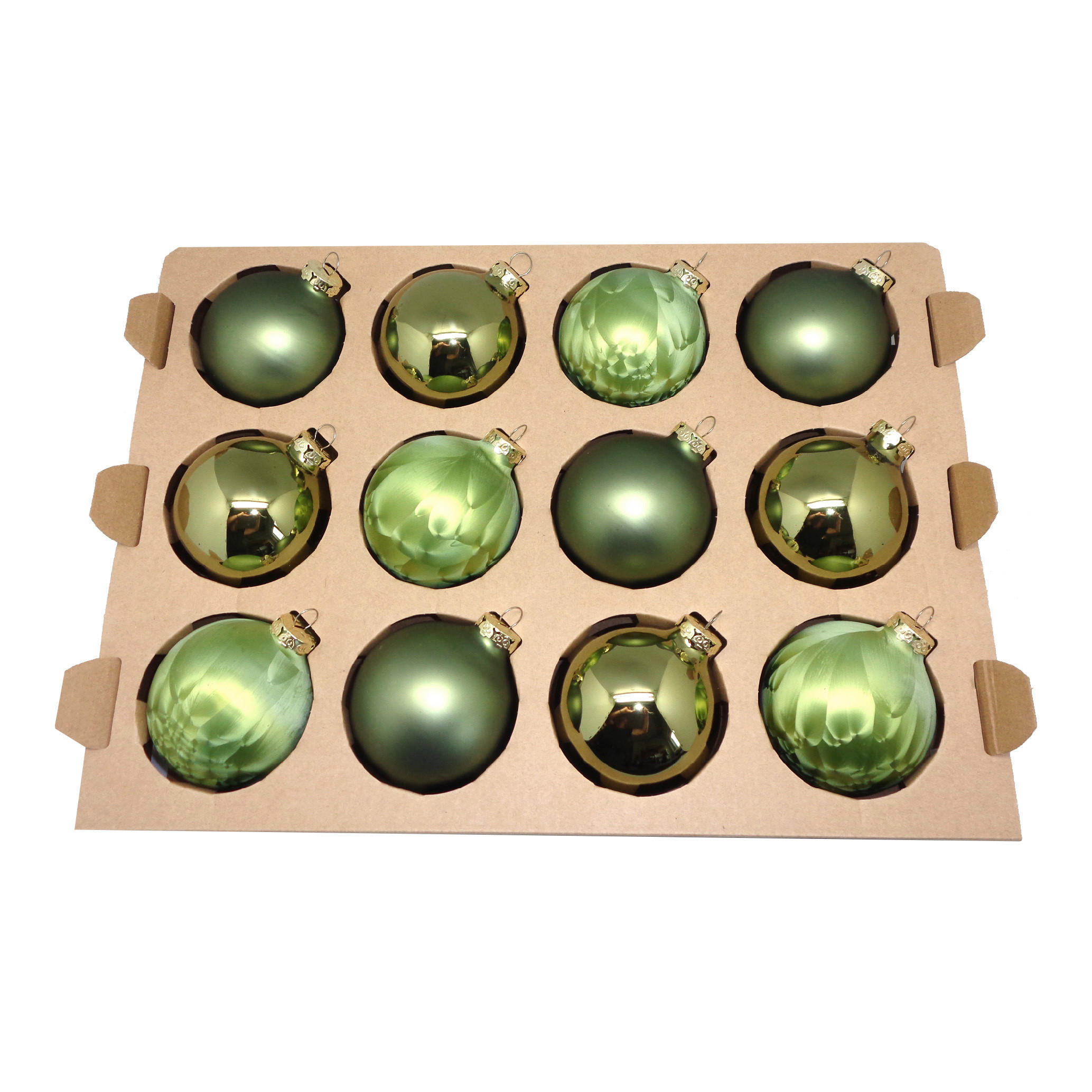 CHRISTBAUMKUGEL-SET 8 cm 12-teilig  - Grün, Basics, Glas (8cm) - X-Mas