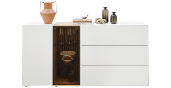 SIDEBOARD in 184/90/44 cm - Eichefarben/Anthrazit, Design, Glas/Holz (184/90/44cm) - Johann Jakob