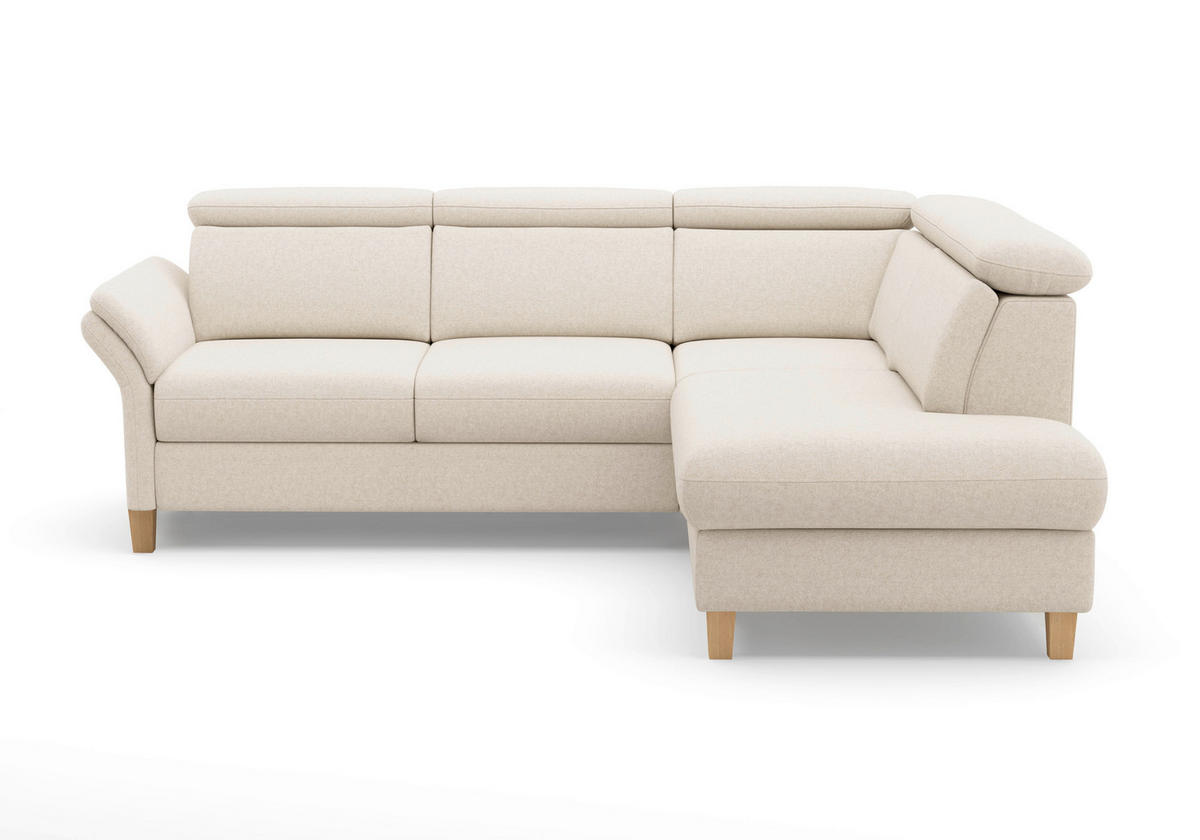 ECKSOFA GLENDALE E Creme Flachgewebe  - Eichefarben/Creme, KONVENTIONELL, Holz/Textil (247/193cm) - Sit & More