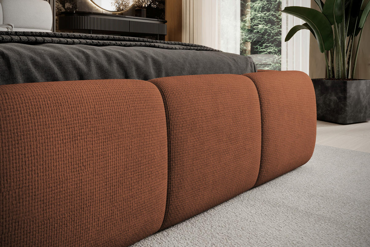 POLSTERBETT inkl. Bettkasten 180/200 cm  Terracotta  - Terracotta/Schwarz, Design, Holz/Kunststoff (180/200cm) - Esposa