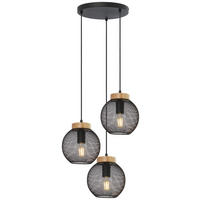 VISEČA SVETILKA        44/120 cm      E27 - črna/rjava, Basics, kovina/les (44/120cm) - Globo