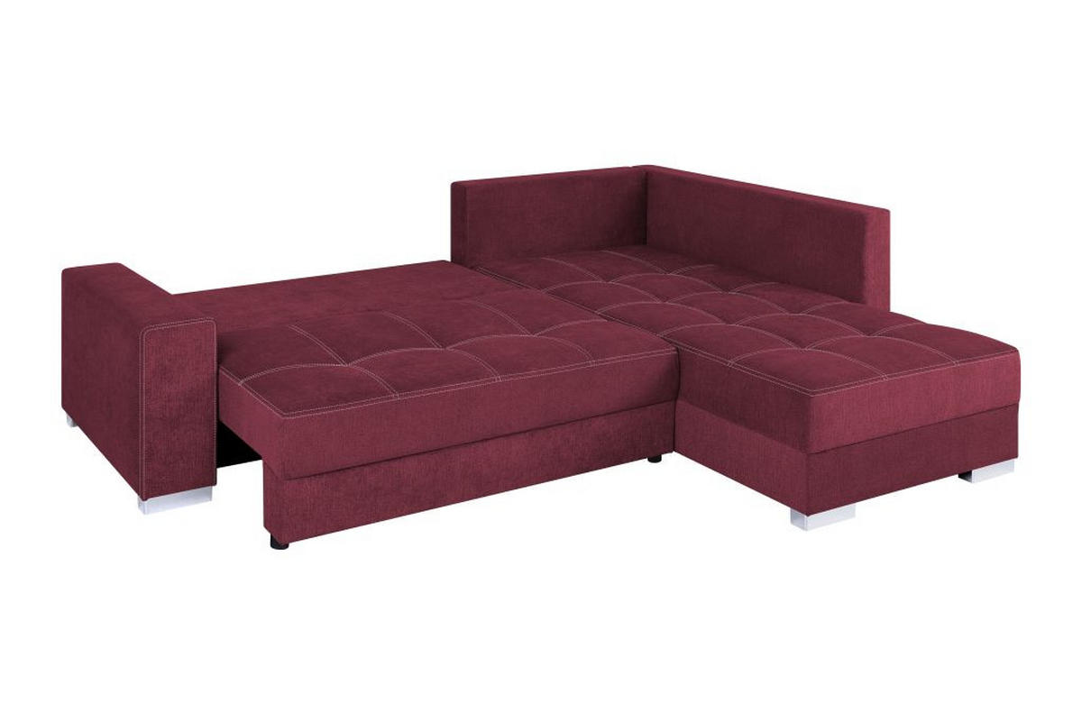 ECKSOFA Beere Webstoff  - Chromfarben/Beere, Design, Kunststoff/Textil (260/218cm) - P & B