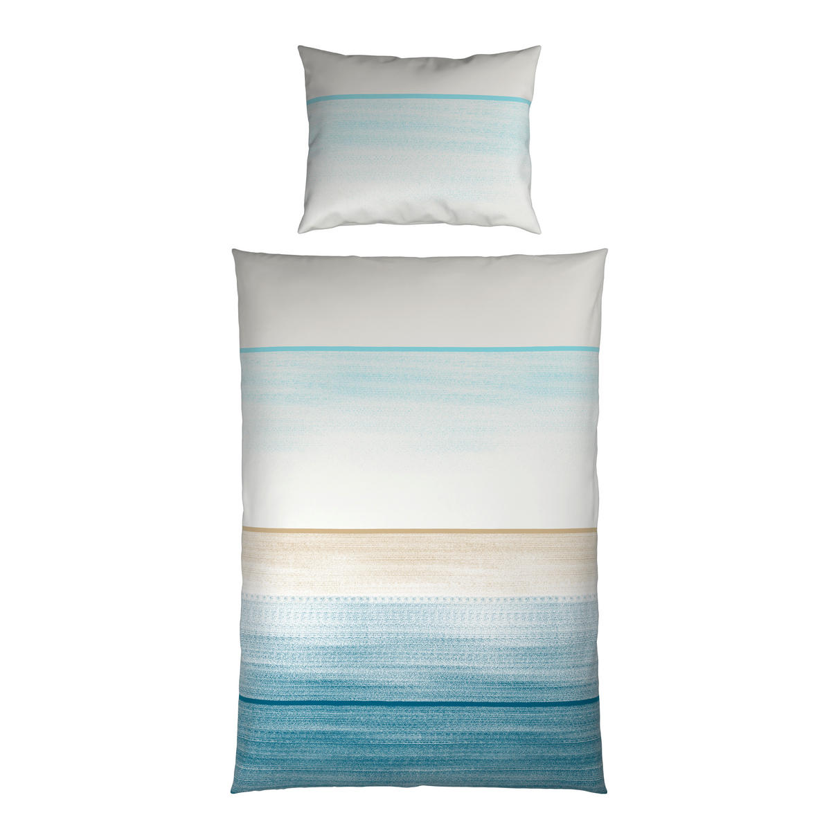 POSTELJINA TANJA 140/200 cm saten plava, bela, bež  - bela/bež, Konvencionalno, tekstil (140/200cm) - Novel