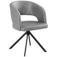 ARMLEHNSTUHL  Stoffauswahl, Sitzfläche 360° drehbar, inklusive Armlehnen, automatische Rückholfunktion Lederlook (vegan)  - Hellgrau/Schwarz, KONVENTIONELL, Textil/Metall (56/84/59cm) - Moderano