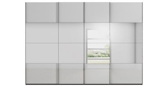 SCHWEBETÜRENSCHRANK  in Graphitfarben, Seidengrau  - Chromfarben/Seidengrau, Design, Glas/Holzwerkstoff (316/235/68cm) - Novel