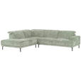 ECKSOFA  in Chenille Mintgrün  243/307 cm  - Schwarz/Mintgrün, Design, Textil/Metall (243/307cm) - Xora