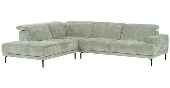 ECKSOFA  in Chenille Mintgrün  243/307 cm  - Schwarz/Mintgrün, Design, Textil/Metall (243/307cm) - Xora