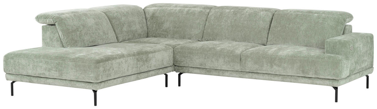 ECKSOFA  in Chenille Mintgrün  243/307 cm  - Schwarz/Mintgrün, Design, Textil/Metall (243/307cm) - Xora