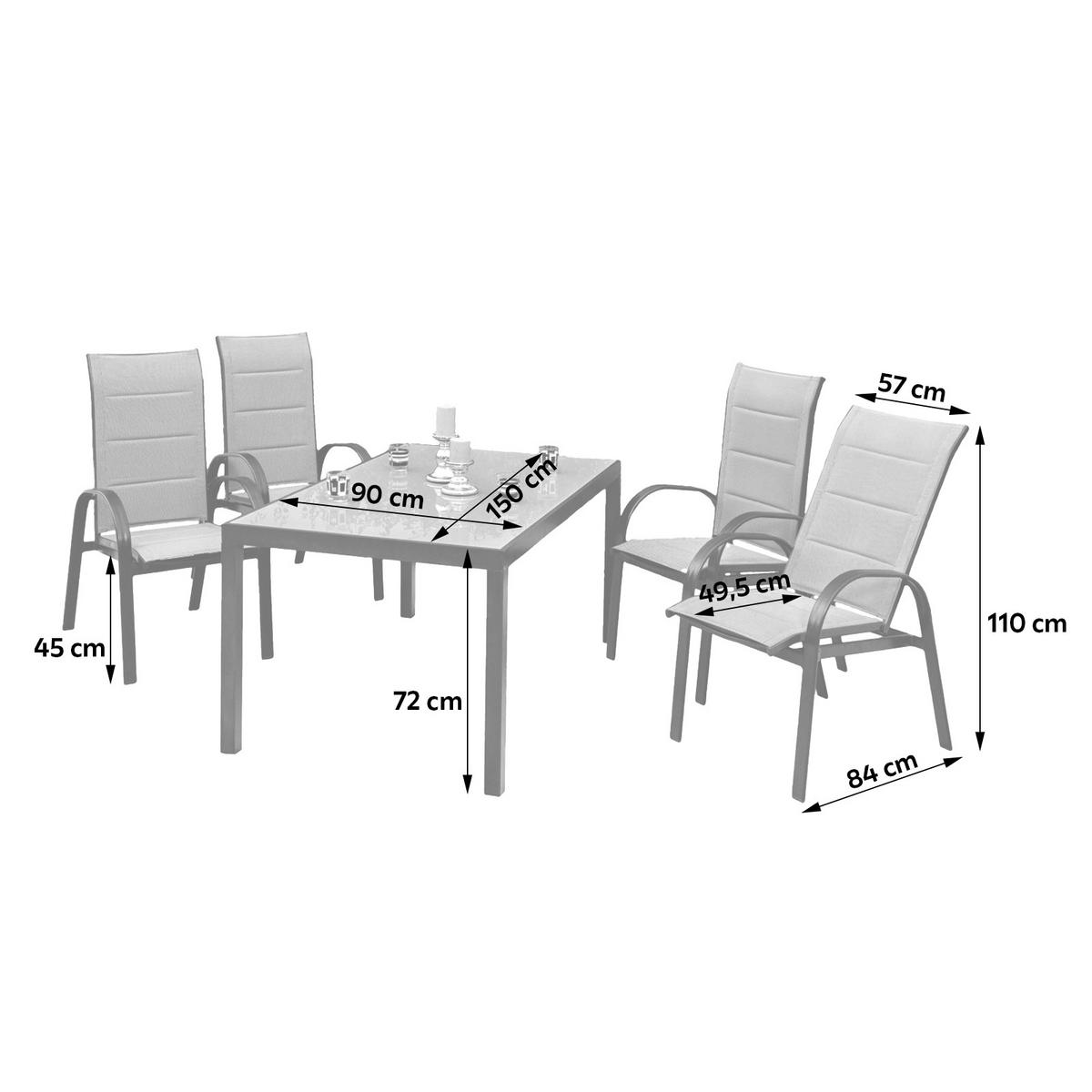 GARTENSET Aluminium  - Graphitfarben/Grau, MODERN, Glas/Textil - Gardenson