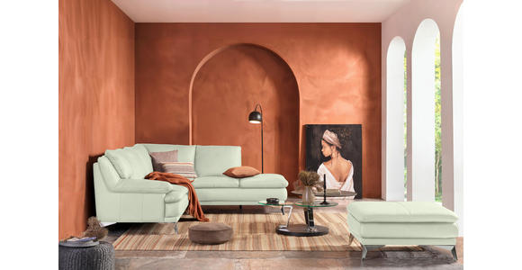 ECKSOFA Weiß Echtleder  - Chromfarben/Weiß, Design, Leder/Metall (242/224cm) - Novel