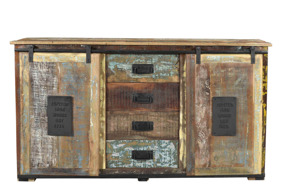 SIDEBOARD  150/81/38 cm 4 Schublade(n)  - Multicolor/Schwarz, Design, Holz/Metall (150/81/38cm) - MID.YOU