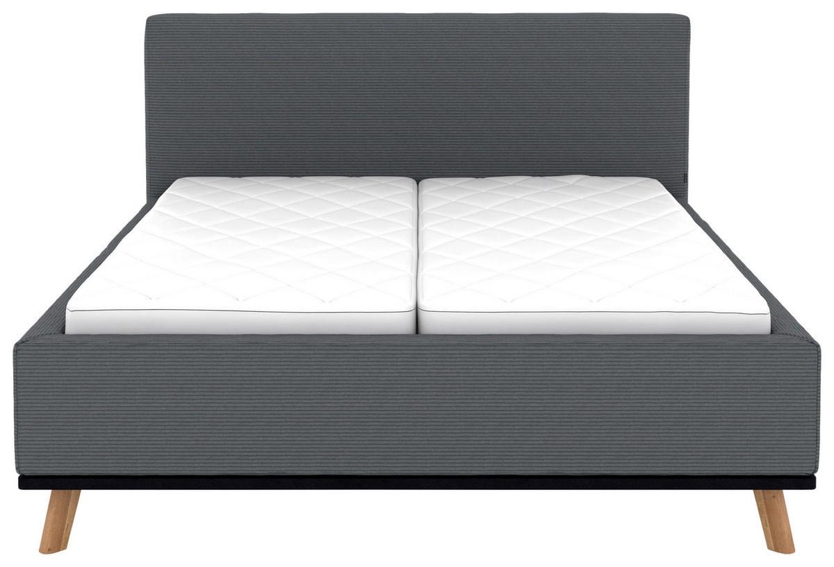POLSTERBETT Matratze, Lattenrost, Bettkasten 180/200 cm  in Grau  - Eichefarben/Weiß, Design, Holz/Textil (180/200cm) - Musterring