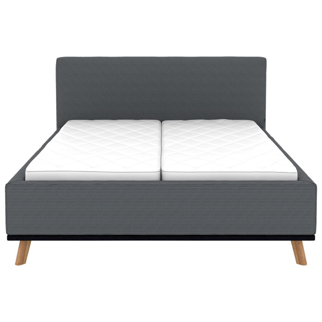 Thumbnail - Musterring Polsterbett, Grau, Textil, Birke, Buche,Esche, massiv, H2, Höhe ca. 20 cm, 180x200 cm, Reach, atmungsaktiv,Be...